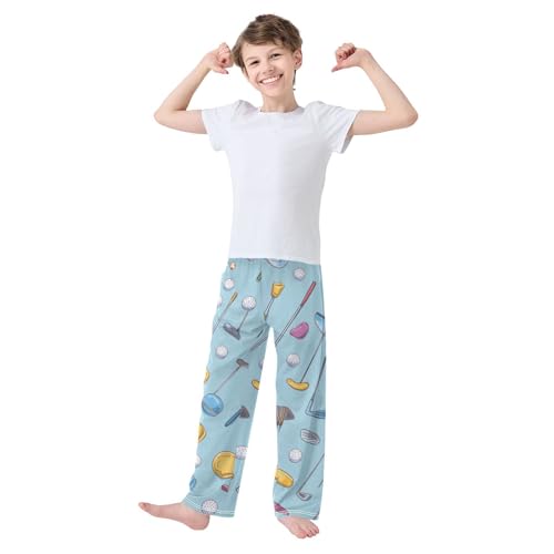 ZZXXB Funny Golf Boys Long Pants Soft Trousers Elastic Waist Kids Lounge Bottoms with Pockets S-XL3