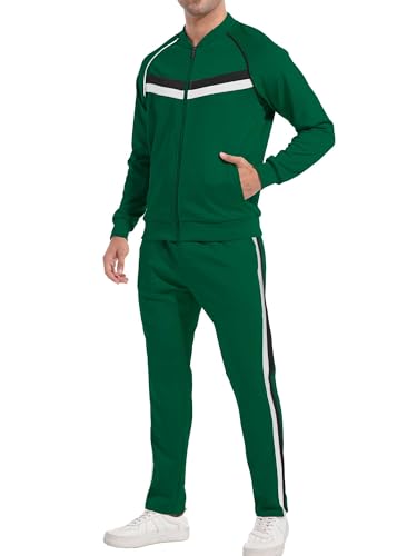 W JIANWANG Mens Tracksuit Sweatsuits 2 Piece Casual Jogging Warm Up Full Zip Athletic Long Sleeve Sets JW-0844-L