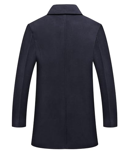 Image of SOMTHRON Men's Woolen Trench Coat Regular Fit Double Breasted Wool Blend Jacket Winter Pea Coat Businesss Overcoat
