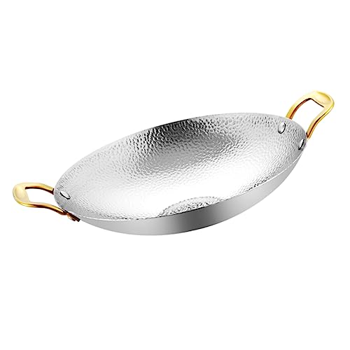 CLISPEED Martillo seco hervir a lento sartén acero inoxidable utensilios de cocina bateria de cocina sartenes para induccion wok olla de acero bote de ramen olla seca