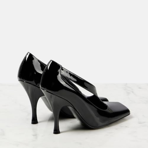 Women's Stiletto High Heel Pumps Cut Out Patent Leather Strap Sandals Square Toe Slip On Pumps Fashion Dress Shoes for Party Wedding3