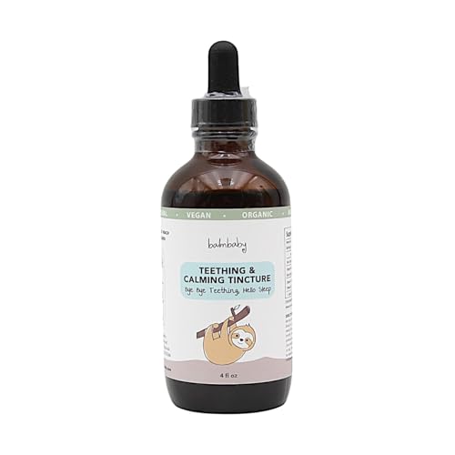 Balm Baby Natural Baby Teething &amp; Calming Tincture - Calms, Soothes Gums and Discomfort – Vegan - Glass Bottle with Glass Dropper (4oz)