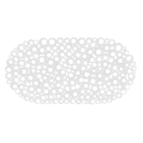 OLIVO.shop Tappeto Vasca Antiscivolo Ovale con Ventose 35x69 cm, Fondo Forato Drenante, 100% PVC, Facile da Pulire, Tappetino Bagno Vasca SIRENA (BIANCO)