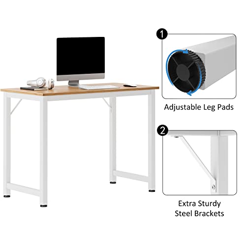Sogesfurniture Computer Desk 39.4 Inches Sturdy Office Desk Meeting Desk Training Desk Writing Desk Workstation Desk Gaming Desk, Oak #TOP4