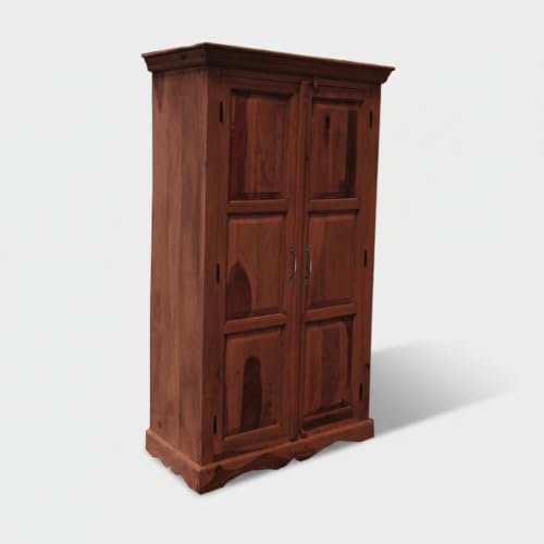 Image of APRODZ Mojo Sheesham Wood Two Door Wardrobe (Sheesham Wood - Walnut)