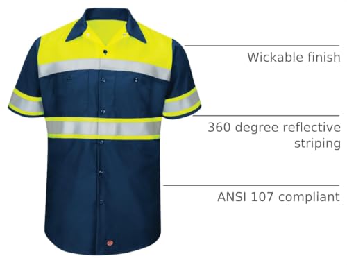 Image of Red Kap Men's Hi-vis Ss Colorblock Ripstop Work Shirt-Type O, Class 1