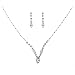 ACCESSORIESFOREVER Bridal Wedding Prom Jewelry Set Crystal Rhinestone V Shape Drop Necklace Silver Clear