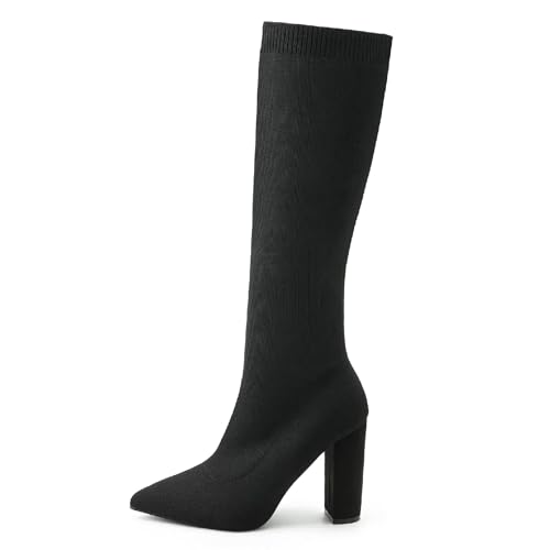 NEWBELLA Women's Stretch Knit Knee High Boots -...