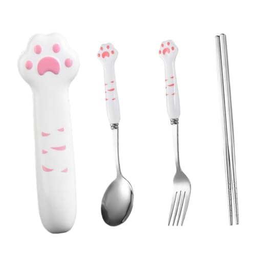 MAGICLULU 1Set Stainless Steel Portable Utensil Set Camping Tableware with Fork Spoon Chopsticks Storage Case Lightweight Cutlery for Outdoor Activities Travel Picnics