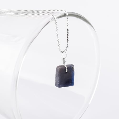 Yanara Natural Raw Blue Sapphire Flat Rough Gemstone Crystals Dainty Pendant Necklace Jewelry thumb #4