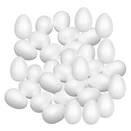 Milageto Lot de 100 oeufs de Pâques en mousse à modeler en polystyrène, artisanat de bricolage, ornements suspendus, dessin de faux oeufs vierges peints...