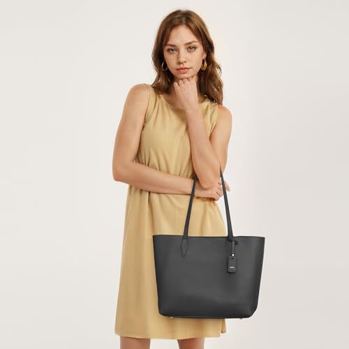 Kattee Leather Tote Bags for Women Shoulder Purses and Handbags Travel Work Bags with Wristlet Wallet 2-in-13