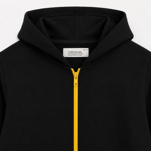 Image of Alan Jones Clothing Boys Hooded Sweatshirt | Full Zip Closure | Full Sleeves | Kangaroo Pocket | Regular Fit | Winter Jacket for Boys | Age 5-16 Years