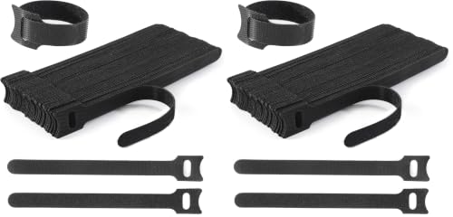 Image of Nettbe Reusable Cable Ties, 60 PCS 8 Inches Adjustable Cord Straps Wire Organizer Cord Wrap and Hook Loop Cable Management (Pack of 2)