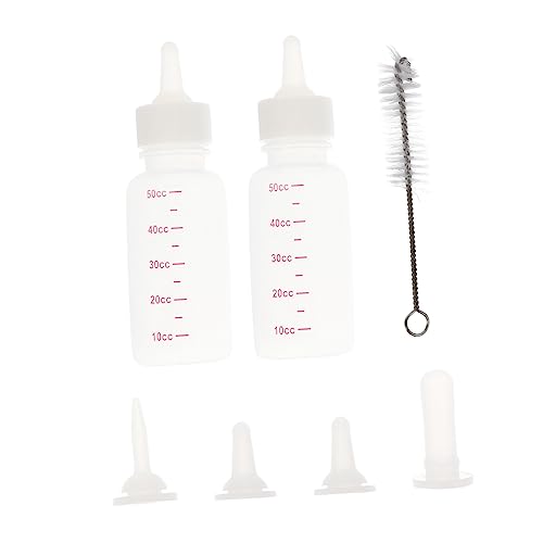 Sosoport Nursing Bottle for Cats Dogs 50ml Pet Feeding Bottles Kit Brush for Small Pets