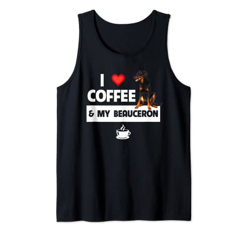 Cafeína I Love Coffee and My Beauceron Herding Dog Mom Dad Camiseta sin Mangas