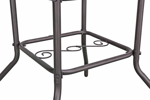 Garden Elements Outdoor Patio Furniture, Round Dining Table, Steel Base and Rim with Water-Wave Glass Top, Brown, 40"