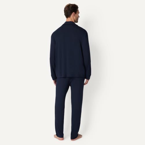Image of Amazon Essentials x Sofia Grainge Men's Long Sleeve Relaxed Fit Breathable Modal Jersey Pajama Set, Loungewear