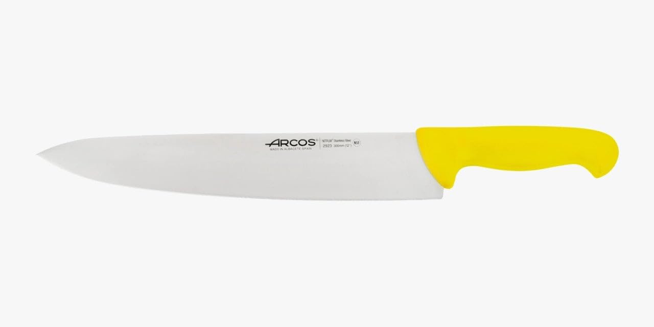 Arcos Series 2900-chef Knife-Blade Nitrum 300 mm (11.81 Inches) -Handle Polypropylene Colour, 18/8 Stainless Steel, Yellow, Cucina-30 cm