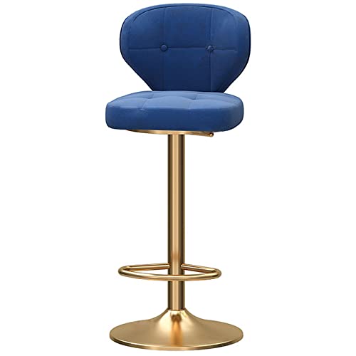 Tabouret de bar pivotant à 360° chic en velours bleu de style classique de pub - 2