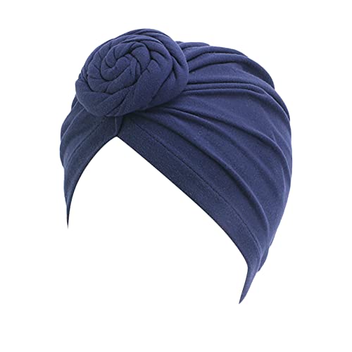 Bufanda para la cabeza para mujer, gorra, bufanda para el pelo, turbante para la cabeza, turbante, sombreros para la cabeza, diademas de marca para mujer, azul marino, Talla única