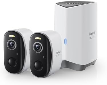 Baseus Wireless Cameras for Home Security, N1 2-Cam Kit with True 2K Clarity, No Monthly Fee, 16TB Expandable Local Storage, 210-Day Battery Life, Spotlight & Alarm, Works with Alexa and Google Home