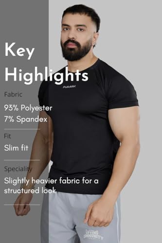 Image of FUAARK Men Solid Round Neck Slim Fit Tshirt
