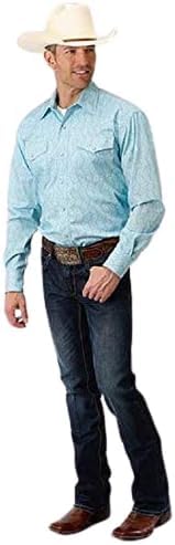 Men's Turquoise Paisley Western Shirt Tall Men 2XL