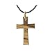 Modern Olive Wood Cross Necklace from Holy Lands Adjustable 28 inch cord