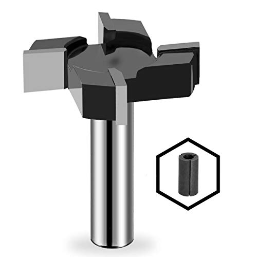 CNC Spoilboard Surfacing Router Bit, 1/2 Inch Shank Carbide Tipped Surface Planing Bottom