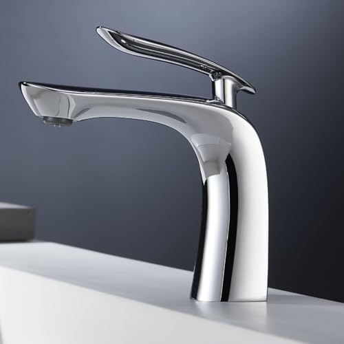 Robinet de lavabo mitigeur en laiton chromé pour eau chaude et froide