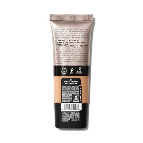 e.l.f. Soft Glam Foundation, Medium Coverage, Long-Lasting & Buildable Foundation For A Smooth, Satin Finish, Vegan & Cruelty-Free, 31 Medium Neutral