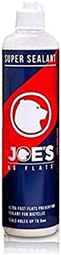 JOE'S NO FLATS Joe's Super Sealant for Bicycle Tires. Ultra-Fast Sealing for Tubeless, Tubular and Inner Tubes | for Holes up to 0.25 Inches | Ready to Use Effective Puncture Sea