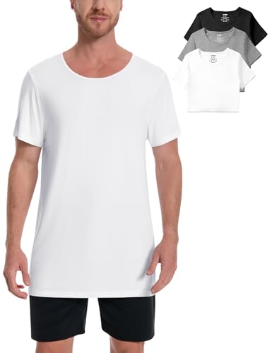 Image of Idtswch Mens Tall Undershirt Crew Neck Soft T-Shirts Lightweight & Breathable(1 Pack & 3 Pack)
