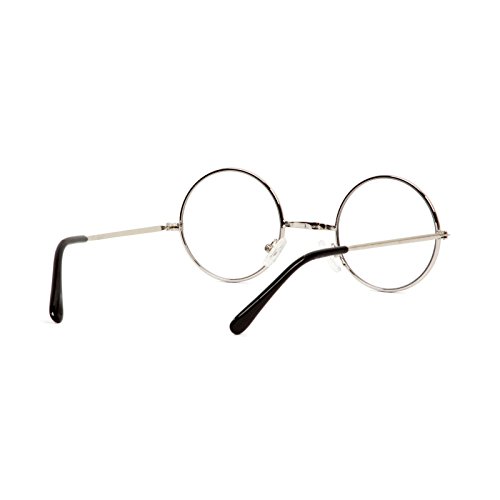 Circular Silver Frame Clear Lens Glasses4