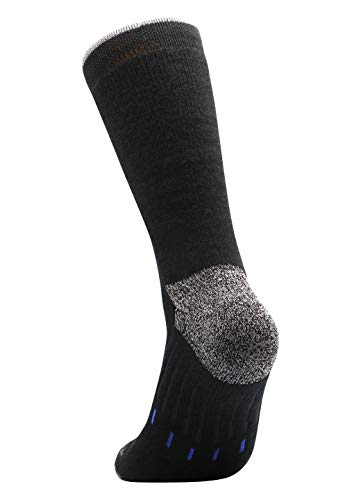 Avalanche Men's Quick Drying Merino Wool Blend Crew Socks With Arch Support 2-Pack Black 10-134