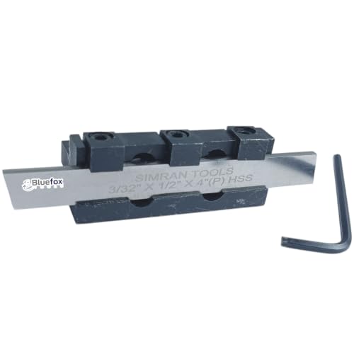 Image of 8mm Adjustable Lathe Parting Cut Off Tool Holder with 3 /32 inch x 1 /2 inch x 4 inch HSS Blade, Heavy Duty Steel, Front & Rear Tool Post Compatible for Mini & Bench Lathes | 3 /32 inch x 1 /2 inch x 4 inch Blade, Heavy Duty Steel, Front & Rear Post, Mini & Bench Lathes, Includes HSS Blade