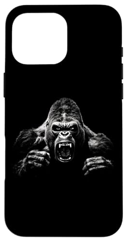 Gorilla Face Angry Growling Scary Silverback Gorilla X}zP[X iPhone 16 Pro Max p