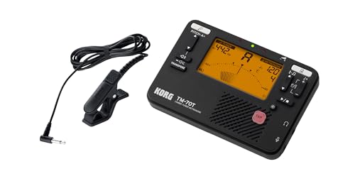 korg tm-70c tuner and metronome w contact mic sound out mode transpose mode and chromatic mode - black