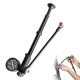 Hochdruck Fahrrad Dämpferpumpe(Max 300 PSI), 3 in1 Tragbargabelpumpe Fahrrad mit Manometer Entlüftungstaste Aluminiumzylinder und 360° Schlauch für MTB, Rennrad & Federgabel