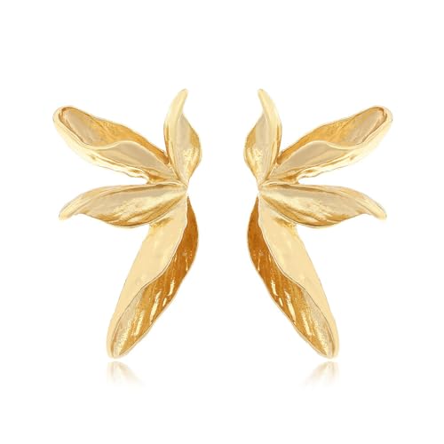 FDEETY Pendientes para Mujer Plata 925 Oro Vintage Pendientes Colgantes Pendientes Hoja Floral Grande Hipoalergénicos Joyería de Banquete para las Mujeres y las Niñas