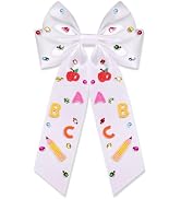 Teacher Hair Bows for Women Back To School Pencil Hair Bow Clips Rhinestone Jeweled Large Hair Bo...