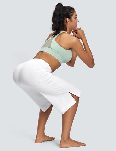 Image of ISEEGZ 15 inch /18 inch /21 inch Capri Pants for Women High Waist Wide Leg Yoga Capris with Pockets Stretchy Loose Fit Casual Workout
