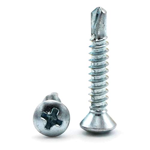 Tornillos zinc ovalados autoperforantes Phillips #10-16 x 11⁄4 pulg miniatura 3