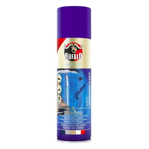 Búfalo - Spray Impermeabilizante Calzado 250ml - Spray Protector Zapatillas Transparente- 100% Repelente al Agua y a la Suciedad | Para Zapatos de Tela, Cuero y Textiles | Protector de Ante y Nobuk