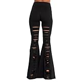 teeki Solid Black Long Bell Bottom Pant for Women High-Waist Stretchy Flare Bell Bottoms Premium Athletic Pants Retro 70s - Medium