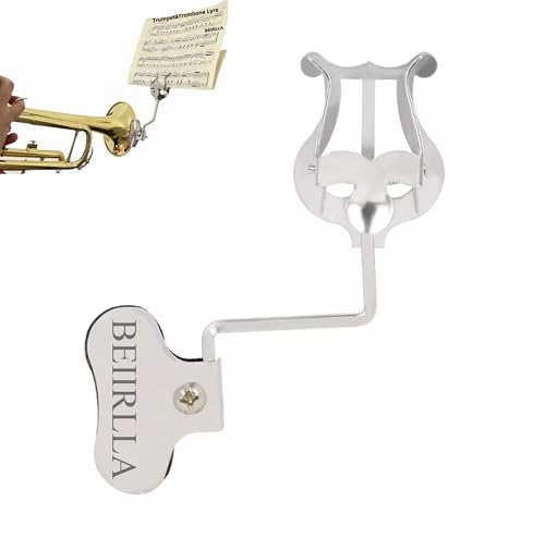 BEIIRLLA Trumpet Trombone Lyre Sheet,sax music stand clip,trombone Music Holder Marching Lyre for Trombone Sheet Music Clip-18cm,Wind Instrument clip Sheet trumpet lyre,With Storage Bag and Wipes