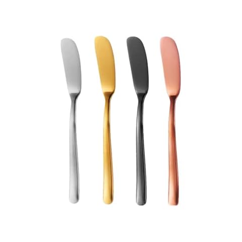 Tokaneit Buttermesser, Edelstahl Servierbestecksets, Edelstahl Dessertmesser Klein Vorspeisen Besteck Gewürz Marmelade Brot Creme Canape Messer Spatel Cover