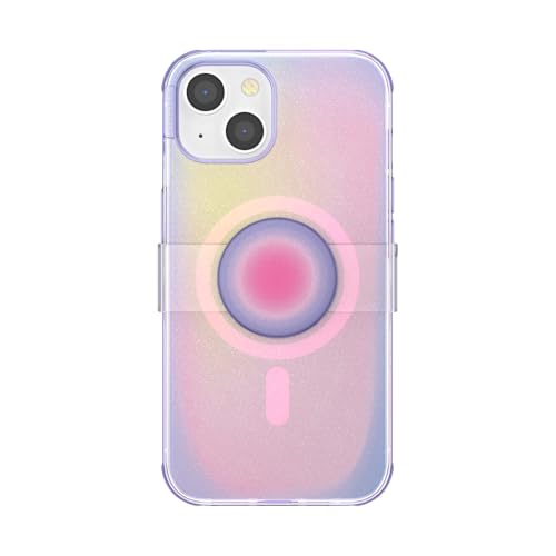 Image of PopSockets iPhone 14 Case with Phone Grip and Slide Compatible with MagSafe, Phone Case for iPhone 14, Wireless Charging Compatible - Aura