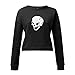 YogfegY Maglione da donna con magliette da alloween per donna a maniche lunghe e collo rotondo con testiera (Black, S)